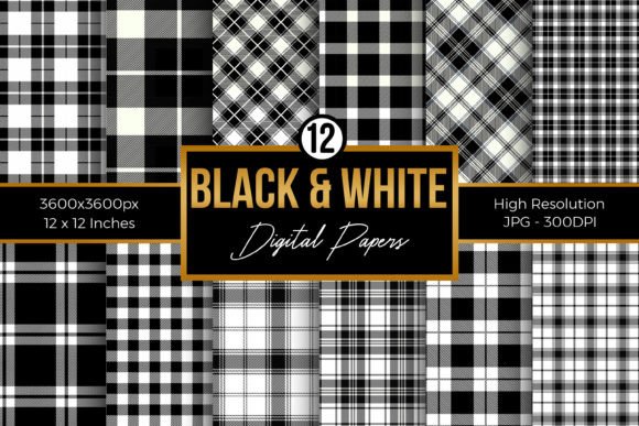 Black and White Plaid Digital Papers