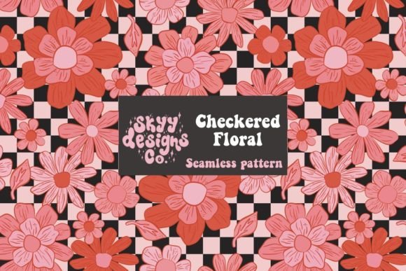 Checkered Pink Floral Seamless Pattern