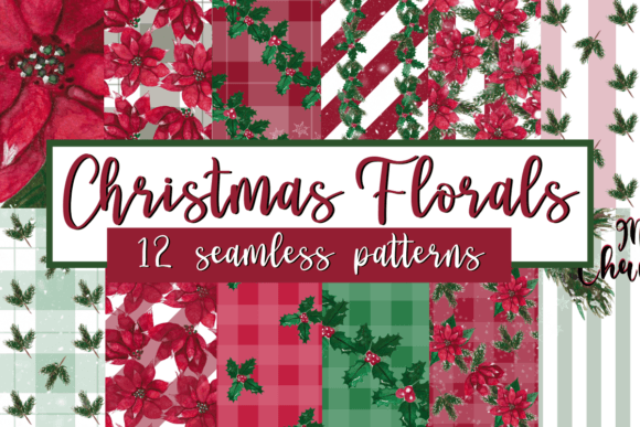 Christmas Florals: A Seamless Digital Paper Pack for Holiday Crafting