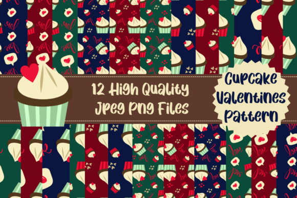 Cupcake Valentines Seamless Pattern