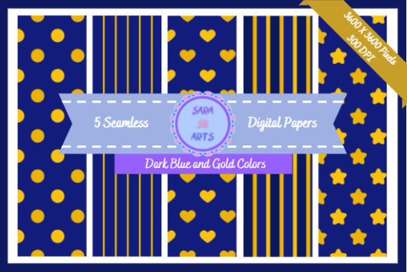 Dark Blue and Gold Digital Papers Set: Elegant, Versatile & Ready to Elevate Your Creative Projects