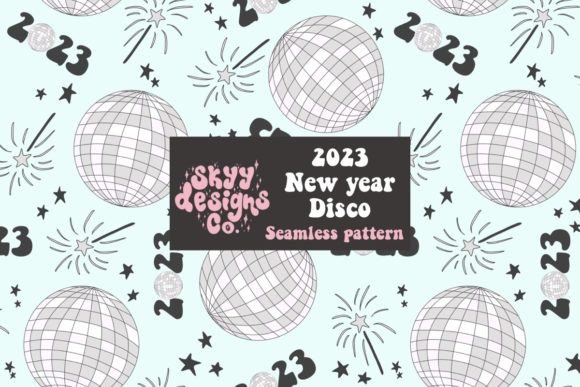 Disco New Year Seamless Pattern