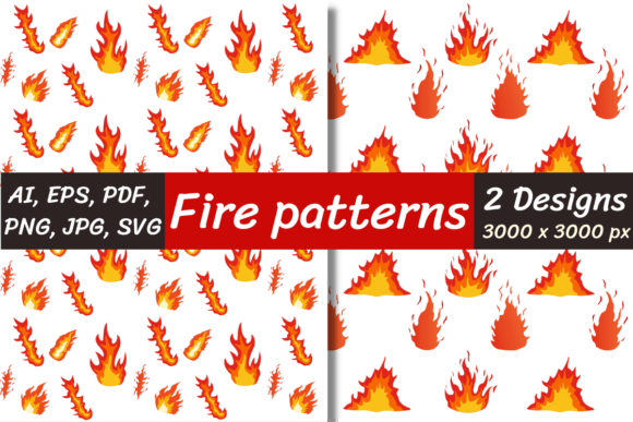 Fire Seamless Patterns Set