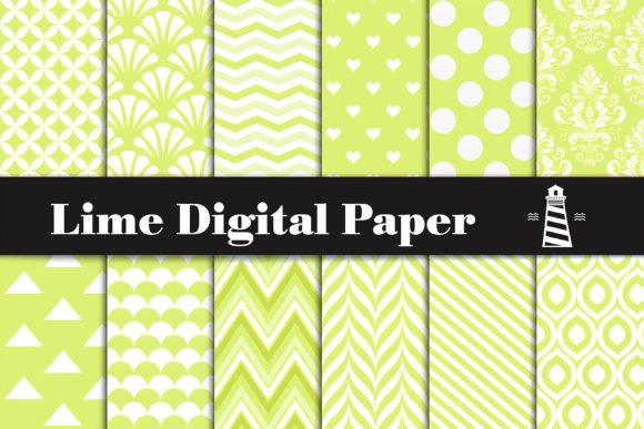 Lime Digital Paper: 12 Vibrant 12×12 Backgrounds