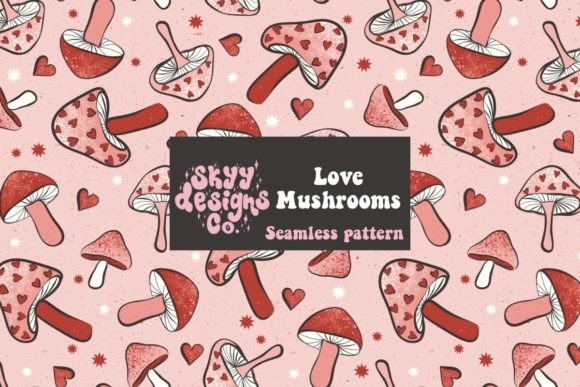 Love Mushrooms Seamless Pattern