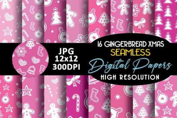 Pink Gingerbread Man Digital Papers