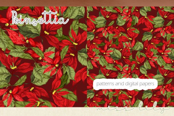 Red Poinsettia Digital Papers